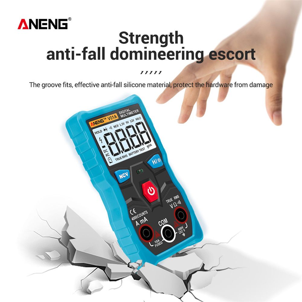 V01A  Digital Professional Multimeter Automatic True-RMS Intelligent NCV 4000 Counts AC/DC Voltage Current Ohm Test Tool