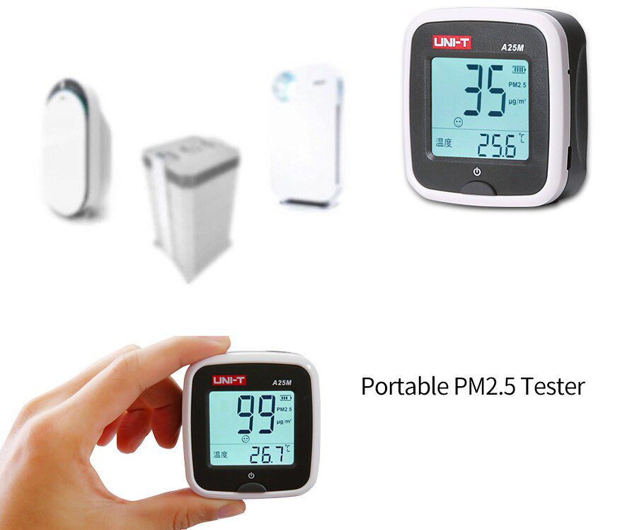 A25M PM2.5 Detector Air Quality Analysis Tester Gas Monitor Indoor Home Temperature Humidity Meter Rechargable Power