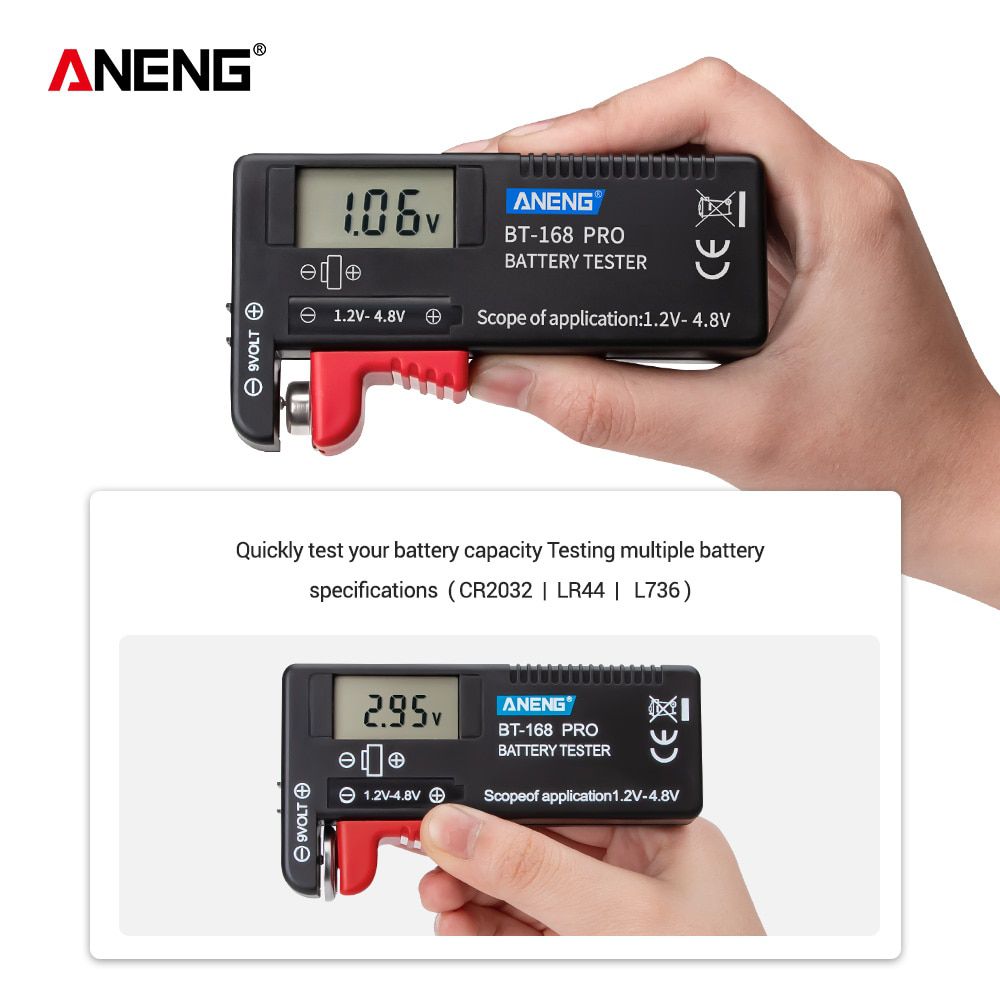 AN-168 POR Digital Lithium Battery Capacity Tester Checkered Load Analyzer Display Check AAA AA Button Cell Universal Test