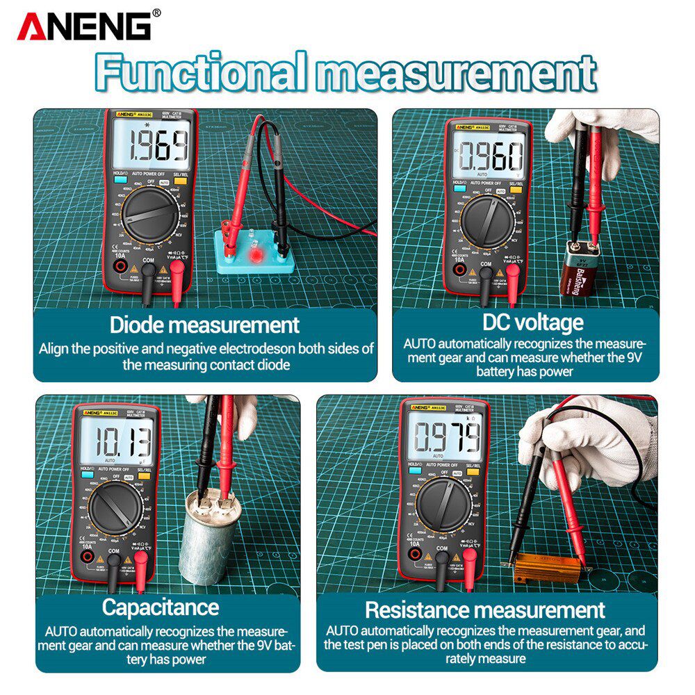 AN113C/E Digital Professional Multimeter 4000 Counts Eletric Auto AC/DC Voltage tester Current Ohm Ammeter Detector Tool