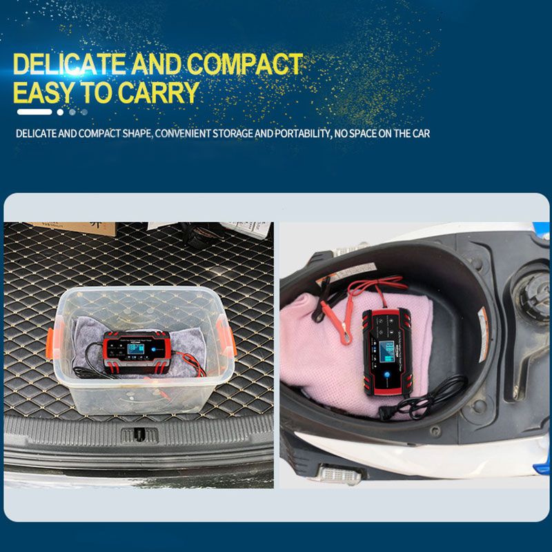 Car Battery Charger 12/24V 8A Touch Screen Pulse Repair LCD Fast Power Charging Wet Dry Lead Acid Digital LCD Display
