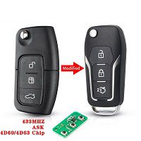 Car Remote Control Key For Ford Fusion Focus Mondeo Fiesta Galaxy HU101 Blade 433MHz 4D63/4D60 Chip Modified Flip Key
