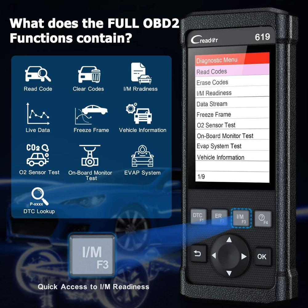 Launch CR619 OBD2 Scanner Engine ABS SRS ODB 2 Scan Tool Launch OBDII Code Reader Multi-language Car Diagnostic Tools
