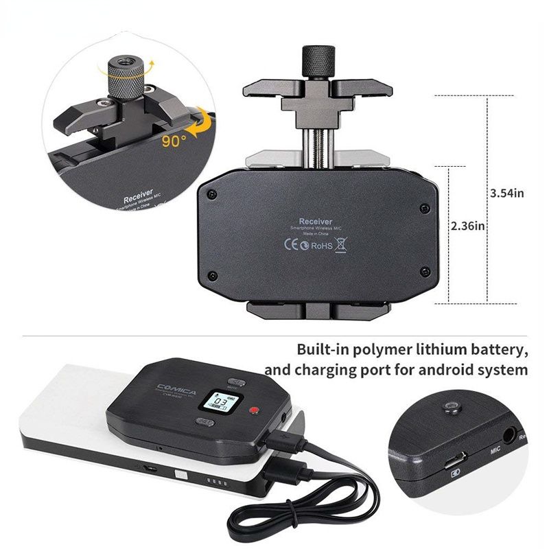 CVM-WS50 6 Channels Smartphone Wireless Lavalier Lapel Microphone System for iPhone Samsung Huawei Phones/DSLR Cameras