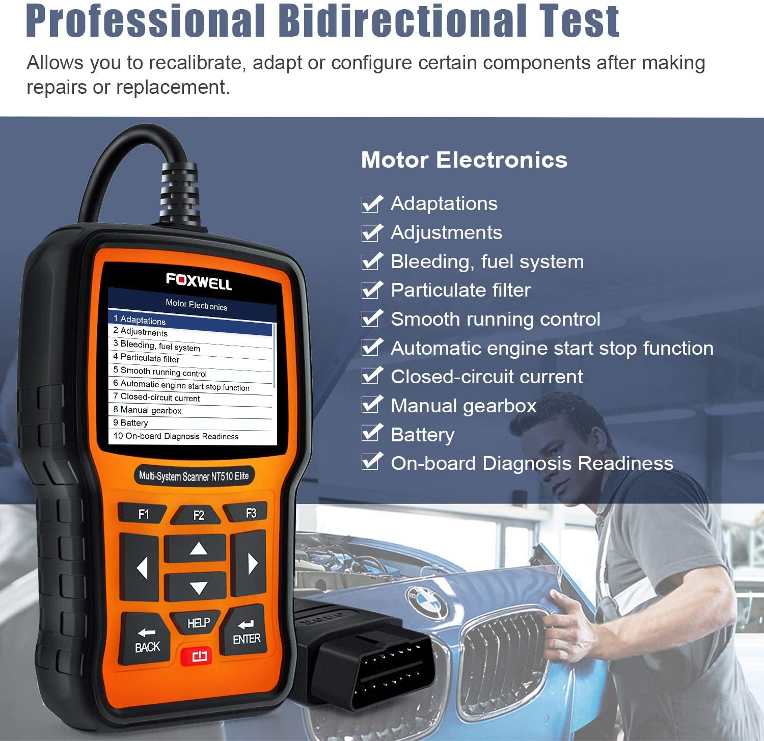 Best Price Foxwell NT510 Multi-System Scanner with 1 Free Car 