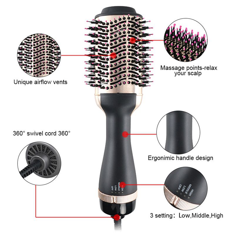 Professional Gold One Step Hair Dryer Brush Multifunctional Hair Styling Tools Hair Strightner And Curler Blowout Dryer