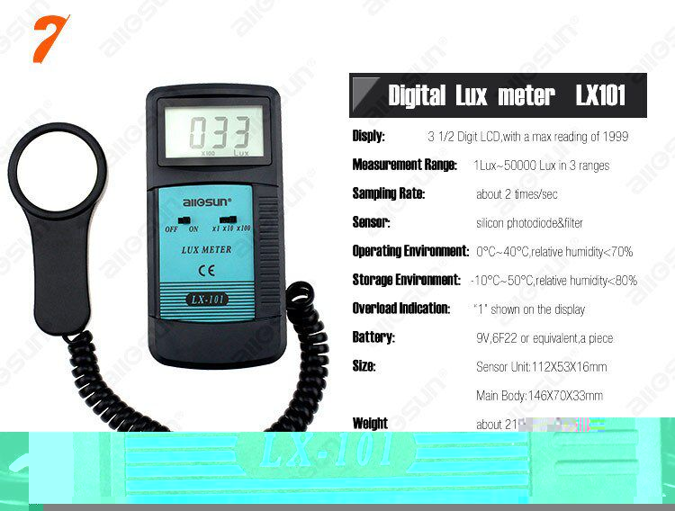 Luxmeter Luminometer Tester Photometer Digital LCD Light Meter LX101