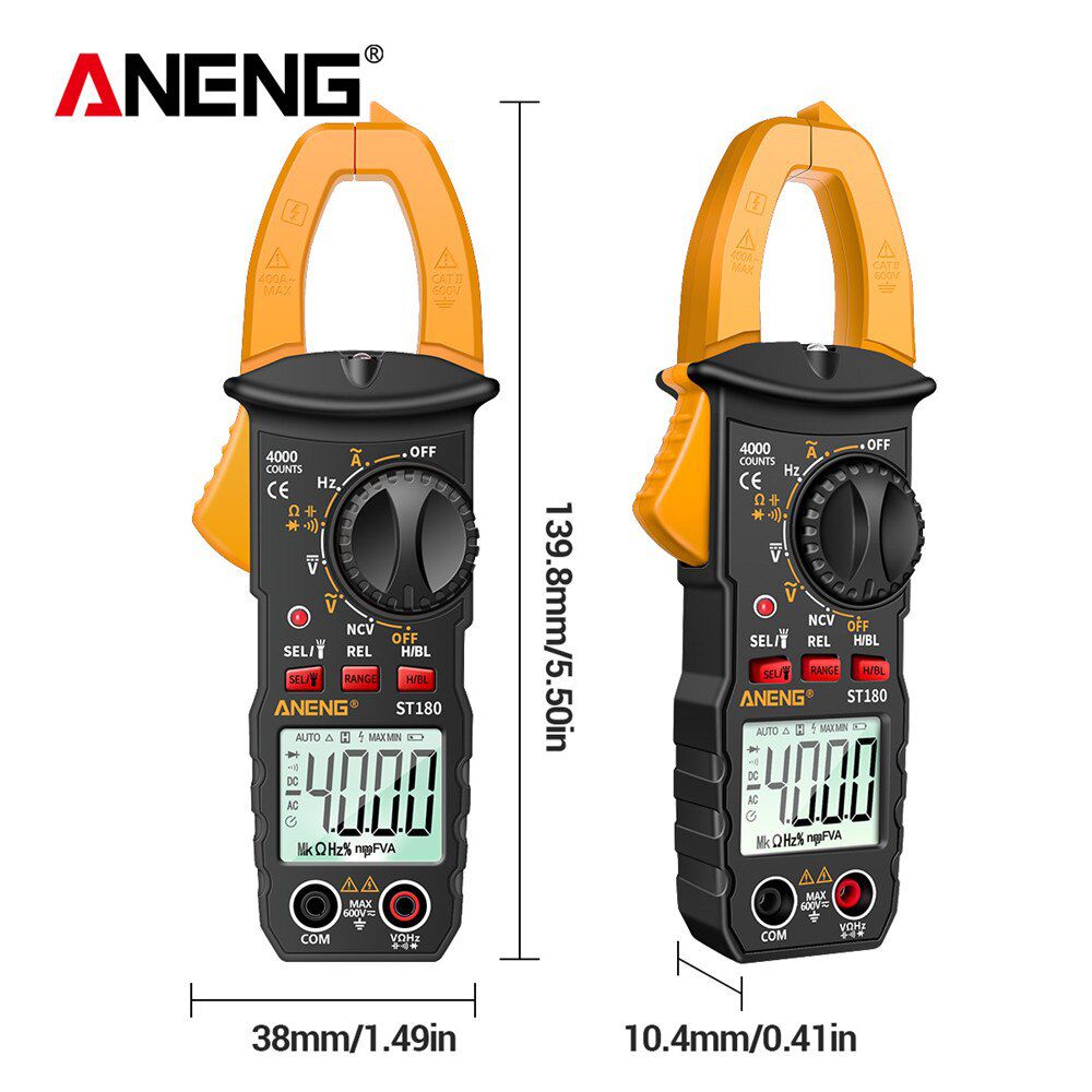 ST180 4000 Counts Digital Clamp Meter AC Current  Multimeter Ammeter Voltage Tester Car Amp Hz Capacitance NCV Ohm Tool