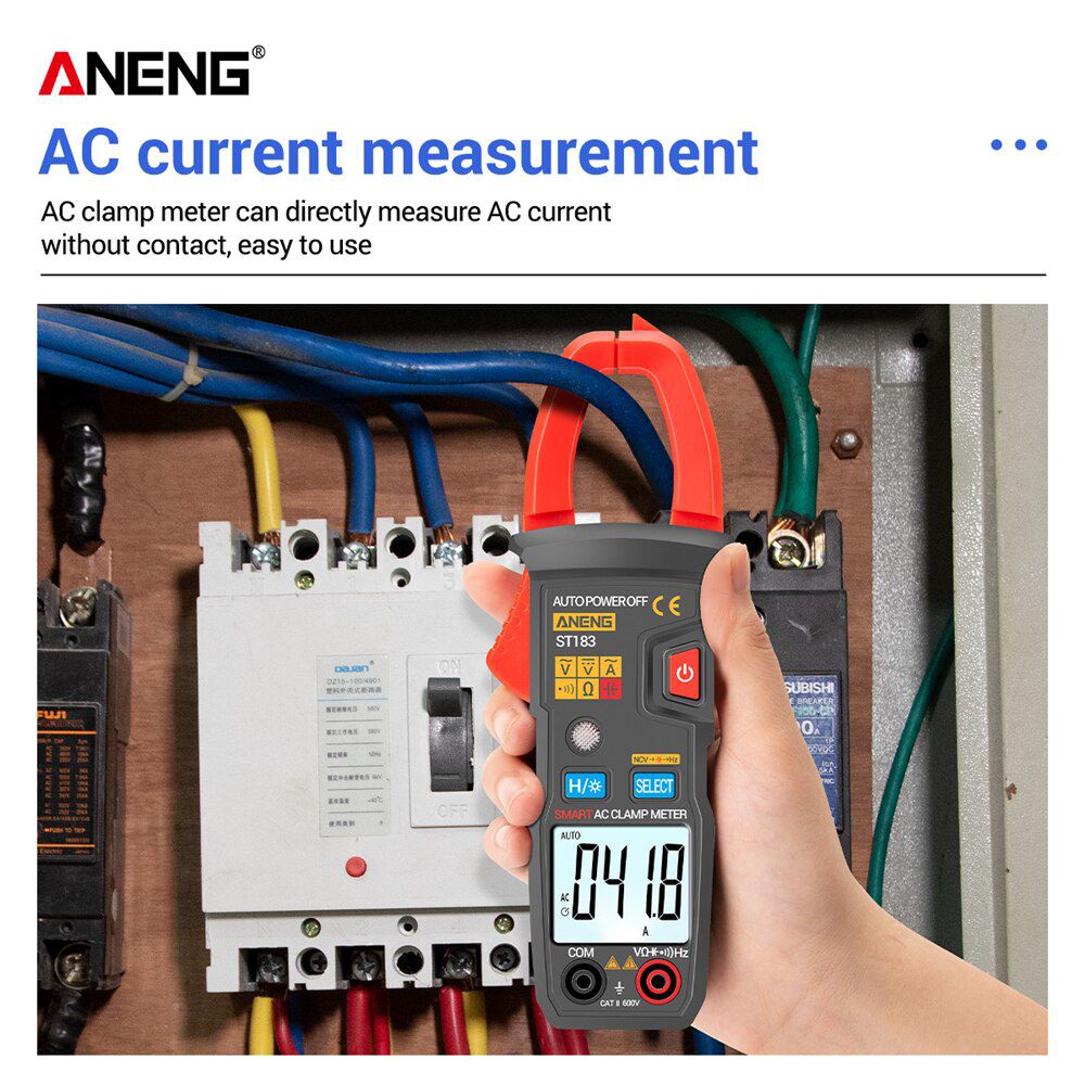 ST183 Digital Clamp Meter AC Current Multimeter DC/AC Voltage Ammeter Voltage Tester Amp Hz Capacitance NCV Ohm Test