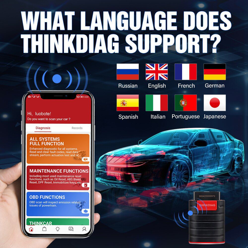 10pcs/lot Thinkcar Thinkdiag New Boot Full Software Reset 1 Year EOBD Code Reader Android/IOS Scanner OBD2 Diagnostic Tool