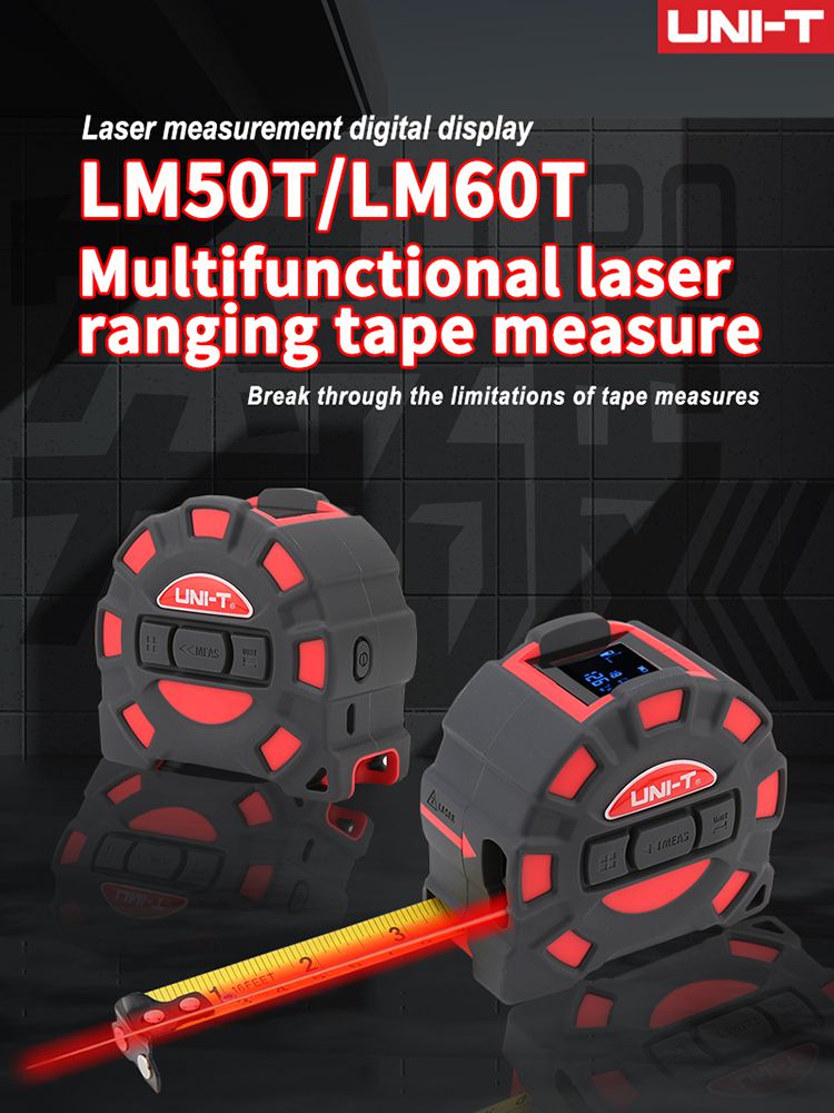 UNI-T 50M 60M Laser Electronic Tape Measure LM50T LM60T Roulette Laser Digital Ruler LCD Display Retractable Measuring Tool