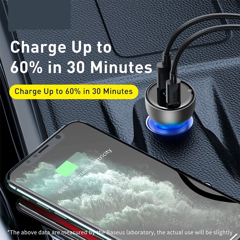 USB Car Charger 65W PD Fast Charger Charging Quick Charge 4.0 QC 3.0 Type C Charger For iPhone 12 Xiaomi Samsung MacBook