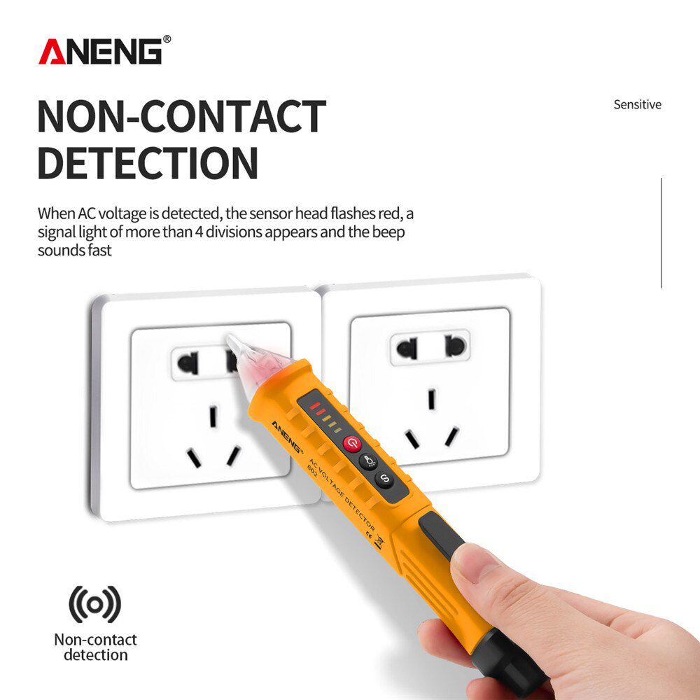 VD802 Portable Non-Contact AC Detector Tester NCV Sensitivity Pen Style Electric Indicator LED Voltage Meter Vape 12-1000v