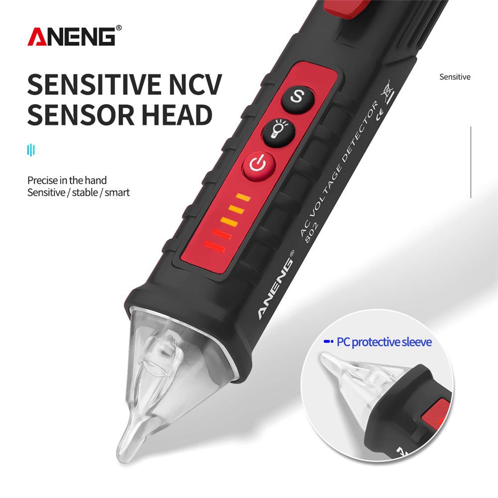 VD802 Portable Non-Contact AC Detector Tester NCV Sensitivity Pen Style Electric Indicator LED Voltage Meter Vape 12-1000v