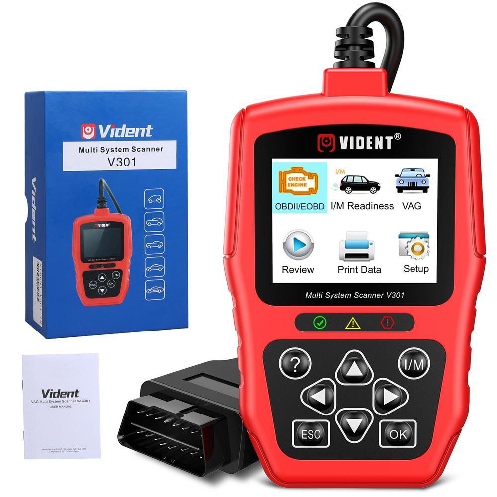 VIDENT iEasy320 Universal Obdii/Eobd+Can Code Reader Obd2 Diagnostic Scan Tool for Car Engine Fault Code Reader/O2 Sensor Systems Diagnostic/On-Board Monitor/Component Test Multi-Language 