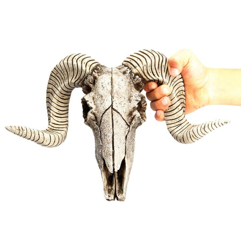 Long Horns Animal Head Skull Resin Wall Hanging Sculpture Cow Goat OX Bull Figurines Decor Crafts Horns Office Home Ornaments