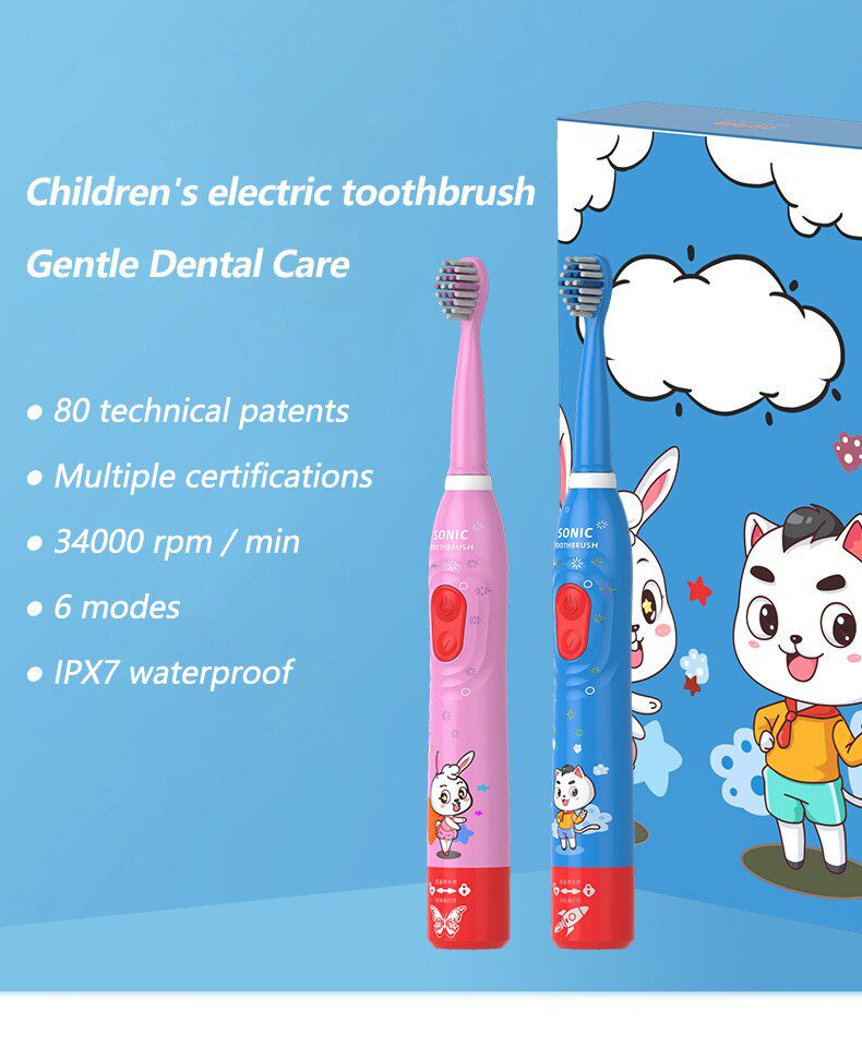Children's Sonic Electric Toothbrush Kids 3 To 12 Ye