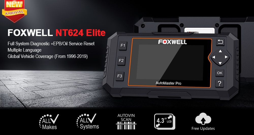 Foxwell NT624 Elite Automotive OBD2 Full System Diagnostic Tool EPB Oil Service 