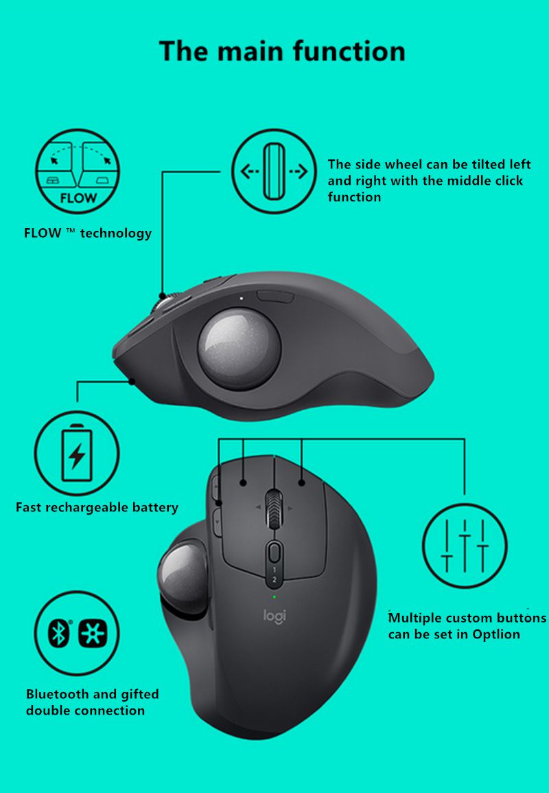 Logitech MX ERGO Wireless Trackball Mouse 2.4G wireless 